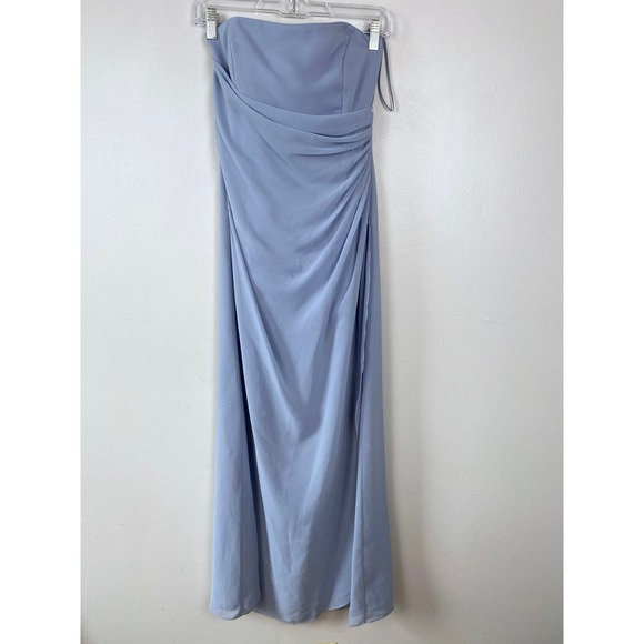 Jordan Light Blue Strapless Sparkle Chiffon Formal Prom Bridesmaid Wedding Guest - Picture 1 of 11